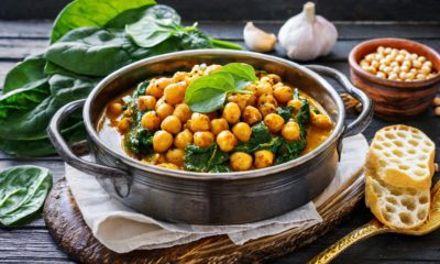 Kikkererwten en spinazie curry